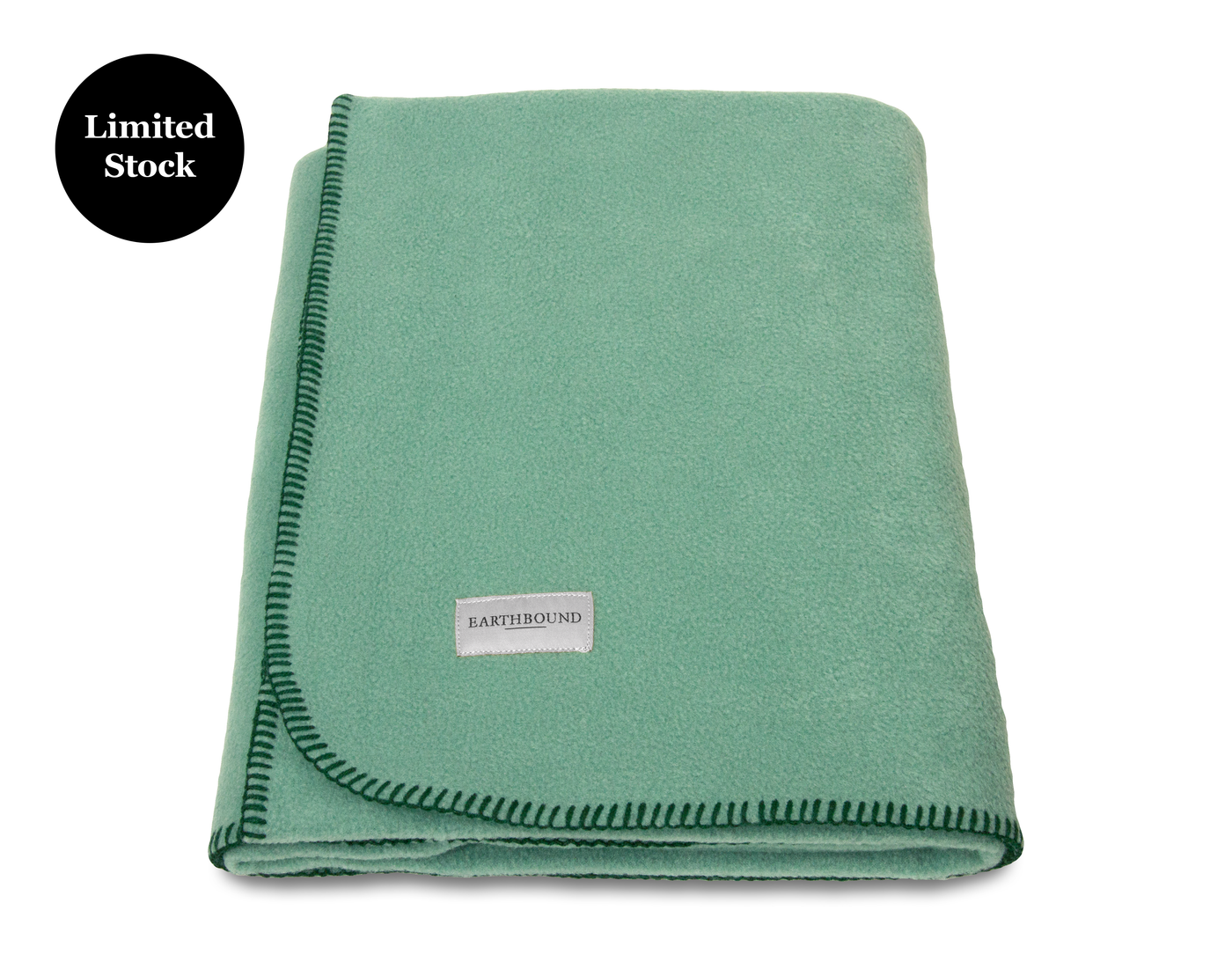 Stitched Fleece Blanket Light Green