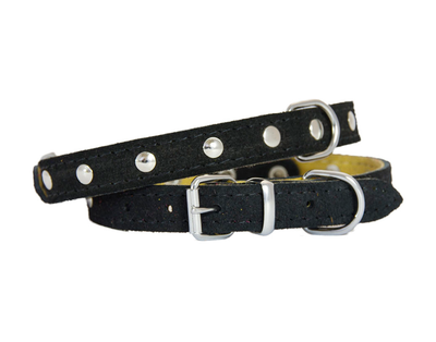 suede leather dog collar black