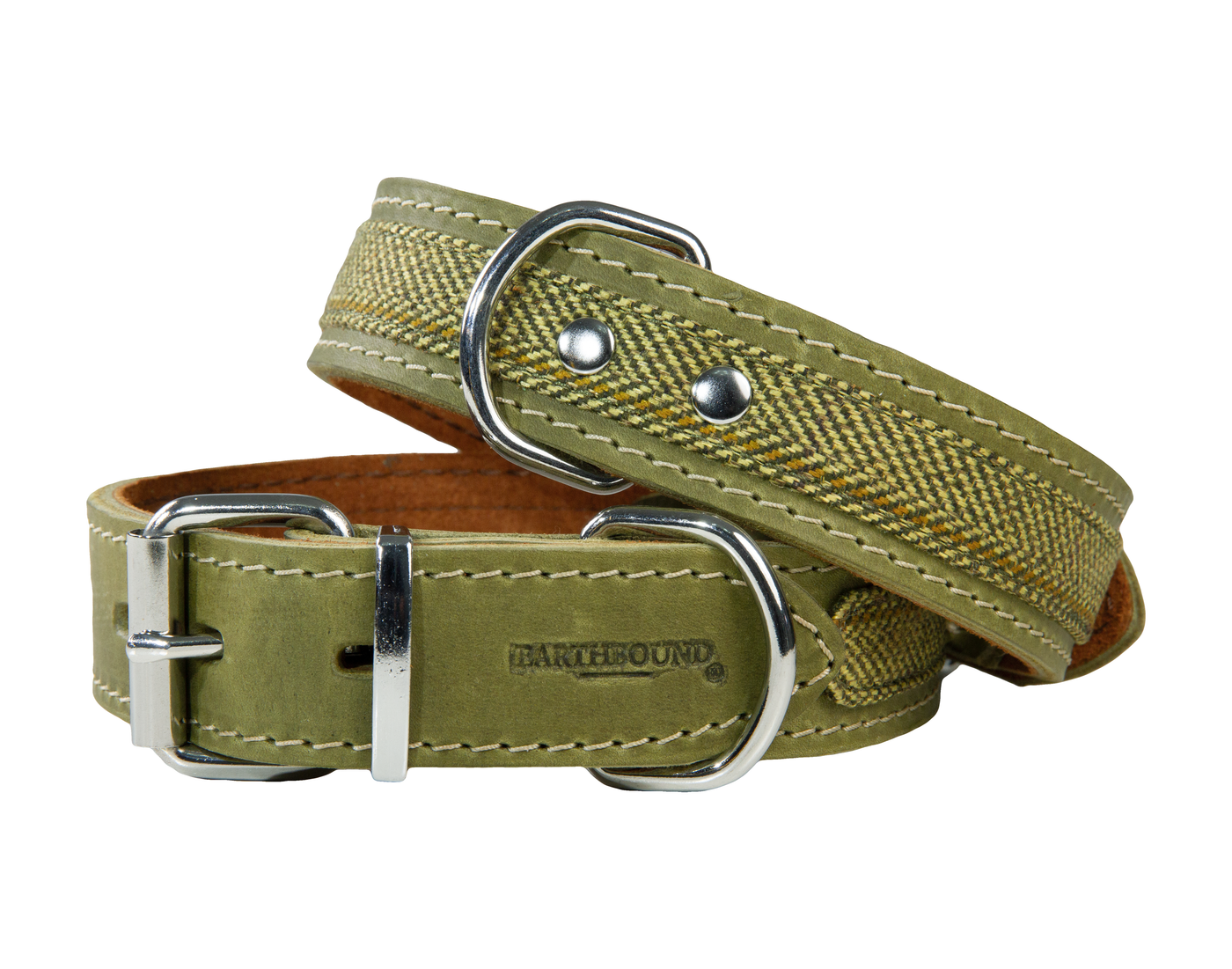 Ox Modern Tweed Leather Collar Green