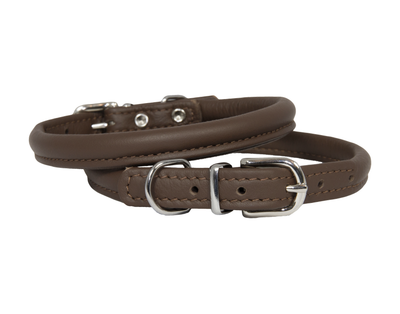 Rolled Leather Collar Brown