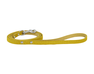 suede leather dog lead yellow