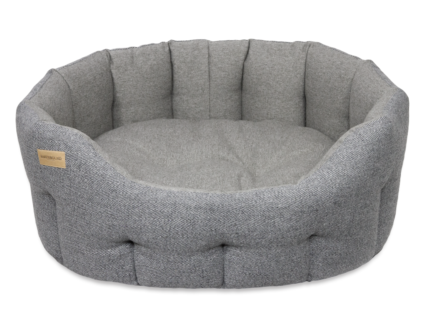 Round Traditional Tweed Bed Steel Grey