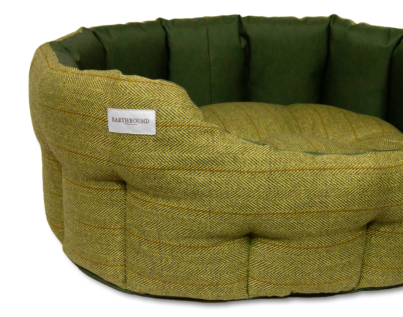 Round Modern Tweed & Waterproof Bed Forest Green