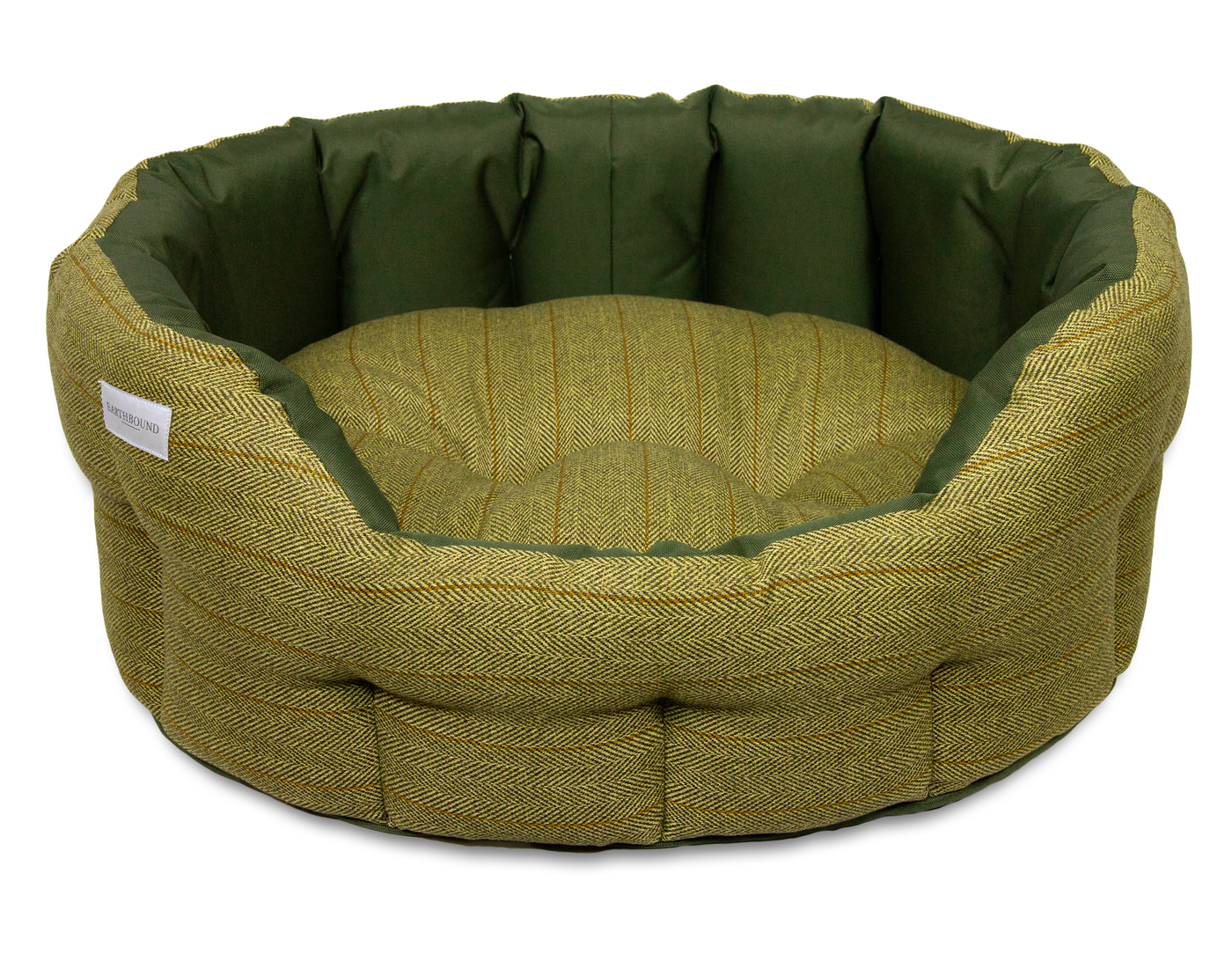 Round Modern Tweed & Waterproof Bed Forest Green