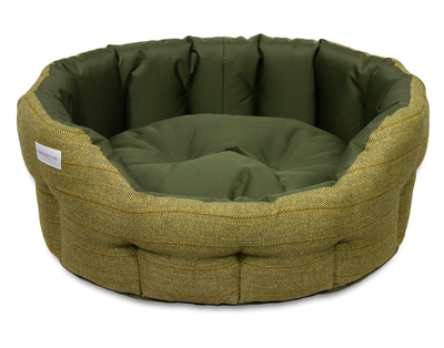 Round Modern Tweed & Waterproof Bed Forest Green