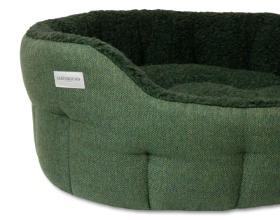 Round Modern Tweed Sherpa Bed Pine Green