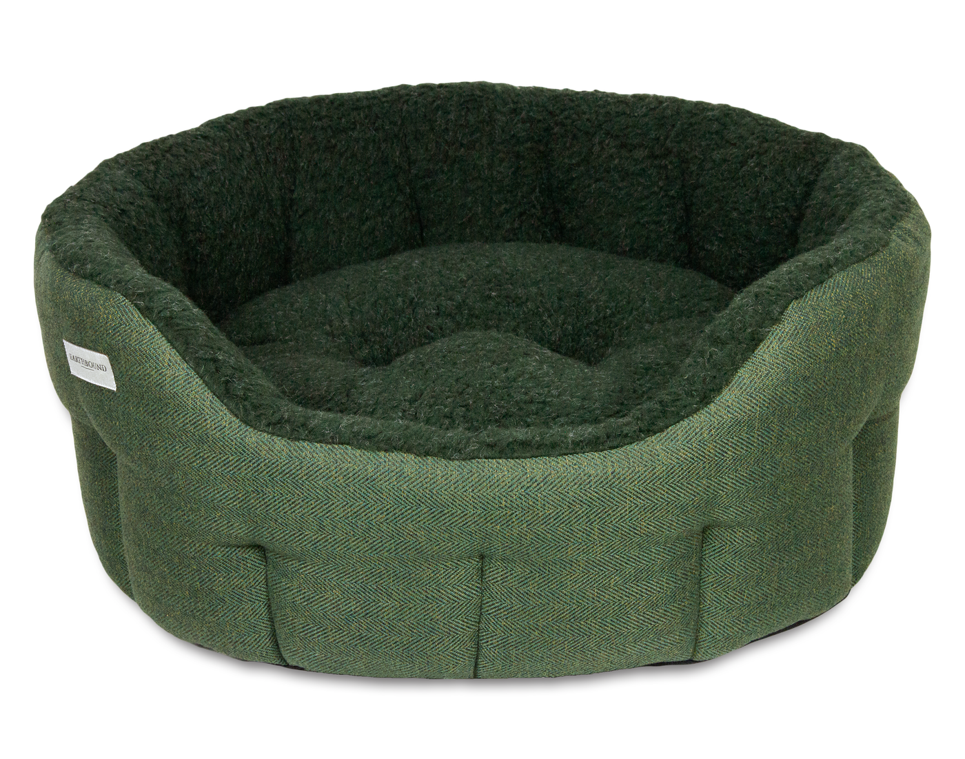 Round Modern Tweed Sherpa Bed Pine Green