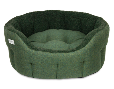 Round Modern Tweed Sherpa Bed Pine Green