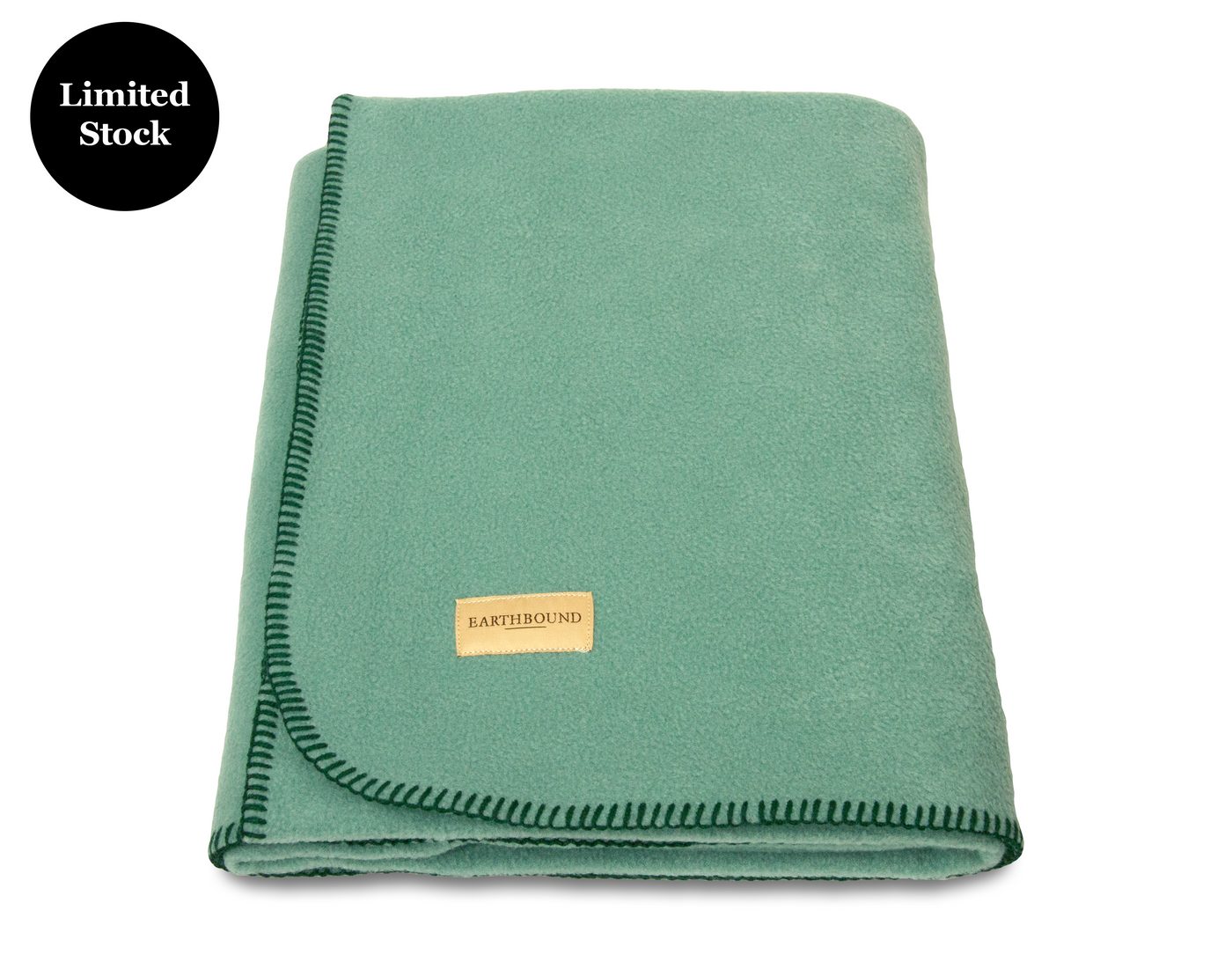 Stitched Fleece Blanket Light Green