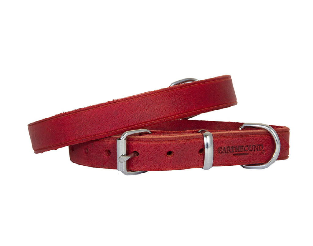 Soft Country Leather Dog Collar Red Earthbound UK